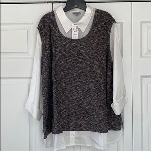 NWT avenue faux dress shirt under sweater
